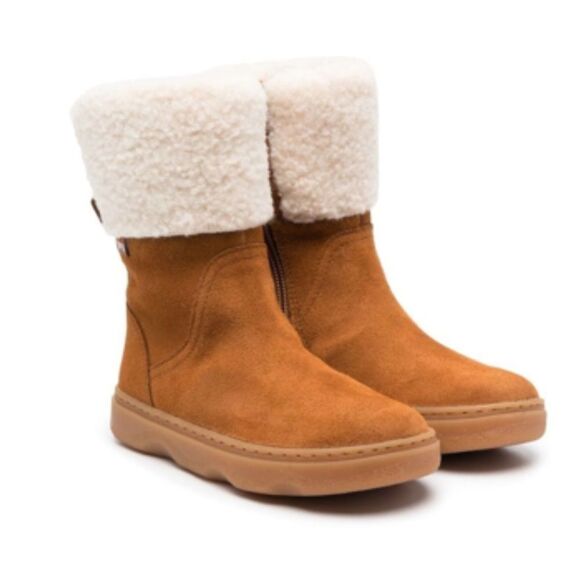 CAMPER Girls Faux-shearling Trimmed Boots, Brown, Size EU32/US1, NWOT Display - Picture 1 of 14
